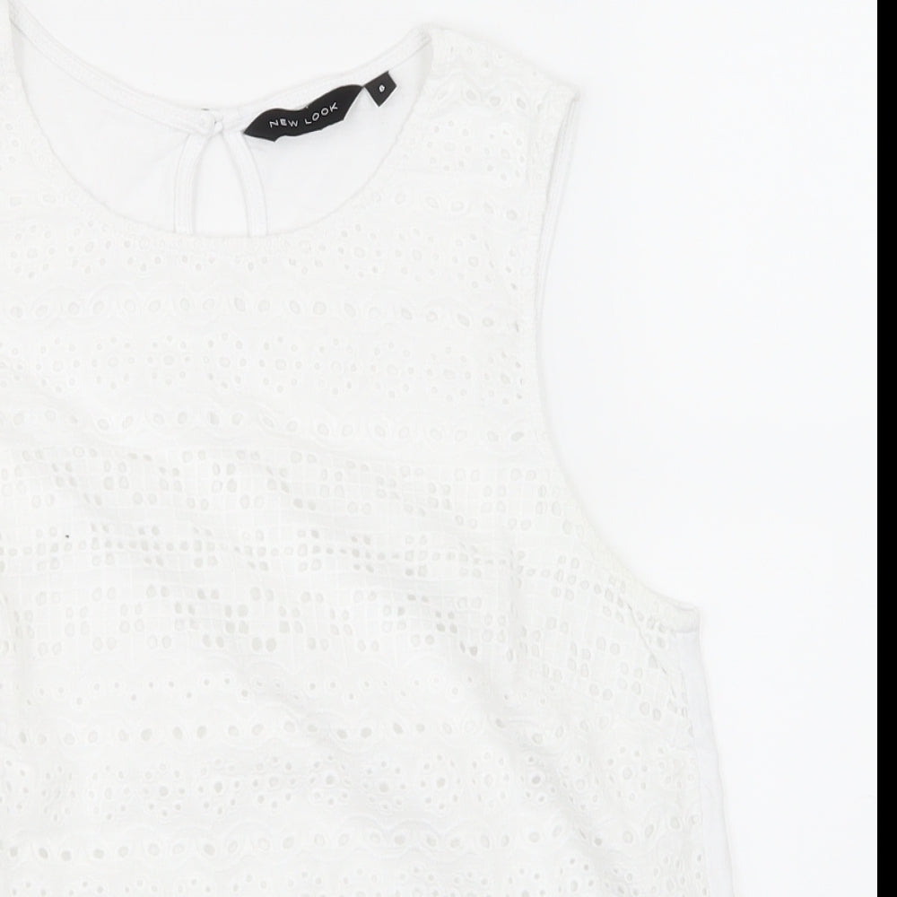 New Look Womens White Floral  Basic T-Shirt Size 8