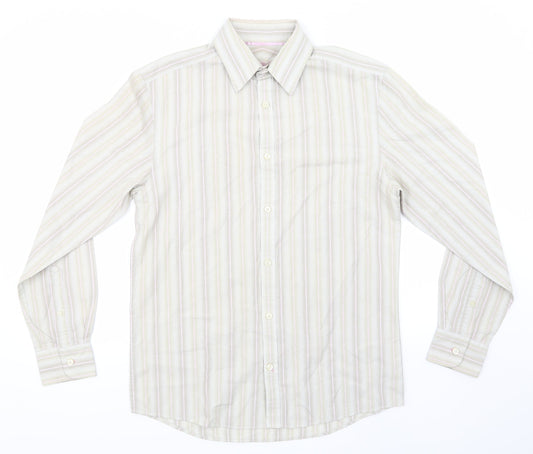 NEXT Mens Beige Striped   Button-Up Size S
