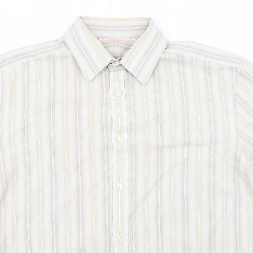 NEXT Mens Beige Striped   Button-Up Size S