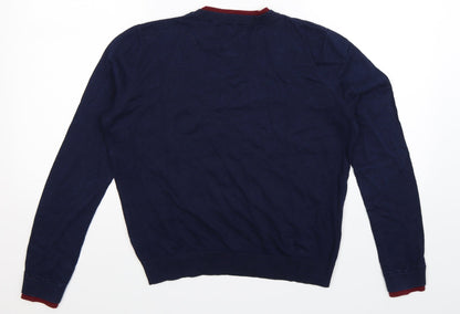 Back view of Cape Daisy women’s blue knit jumper, size UK 8