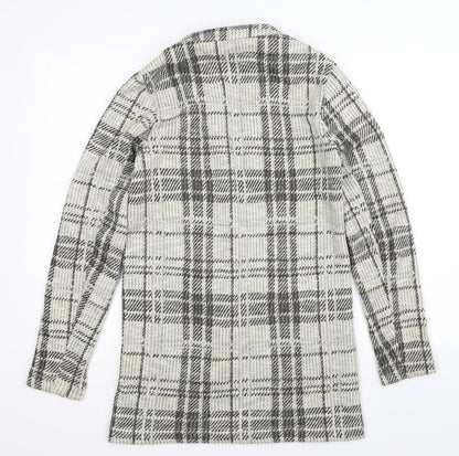 Back view of New Look women’s beige check cardigan jumper, size UK 8
