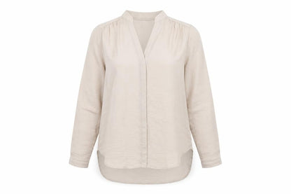Front view of H&M women’s silver basic button-up, size UK 8