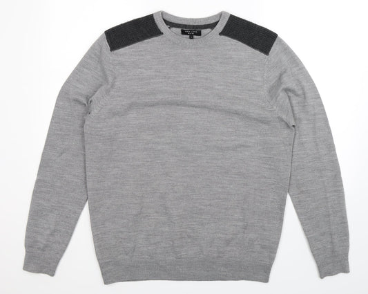 New Look Mens Grey  Knit Pullover Jumper Size M