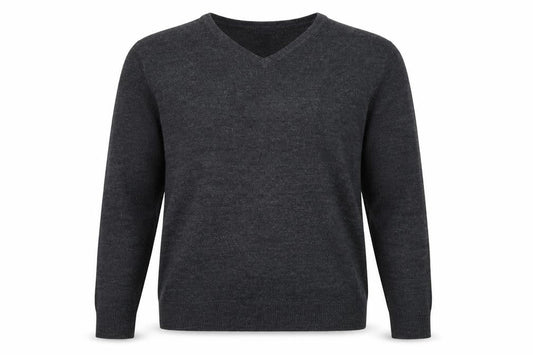 Front view of Cedarwood State men’s grey knit jumper, size L