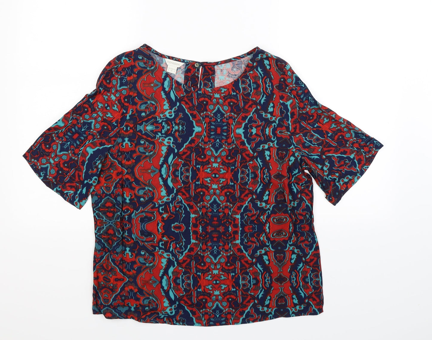 Monsoon Womens Multicoloured Geometric  Basic T-Shirt Size 8