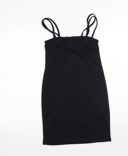 Front view of Missguided women’s black a-line, size UK 8