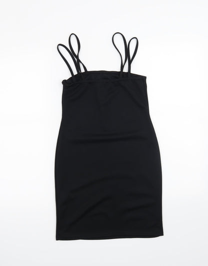Back view of Missguided women’s black a-line, size UK 8