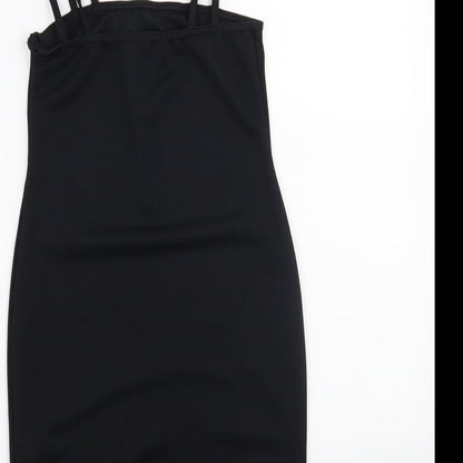Brand and care label for Missguided women’s black a-line, size UK 8