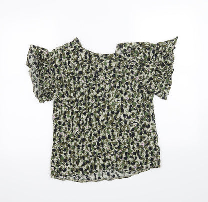 Additional front view of Nutmeg women’s green floral basic t-shirt, size UK 8