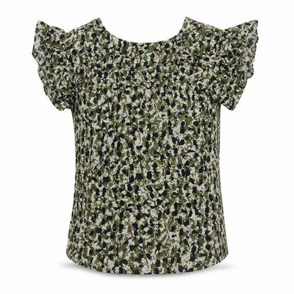 Front view of Nutmeg women’s green floral basic t-shirt, size UK 8