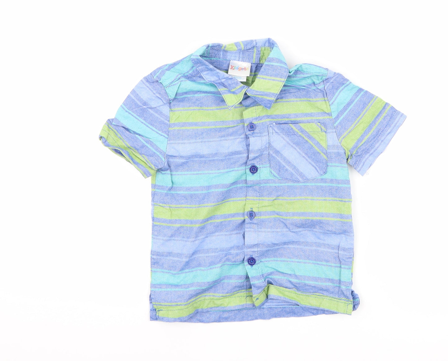Kidgets Boys Blue Striped  Basic Button-Up Size 2 Years