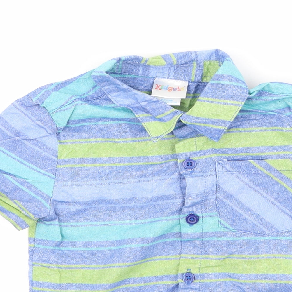 Kidgets Boys Blue Striped  Basic Button-Up Size 2 Years