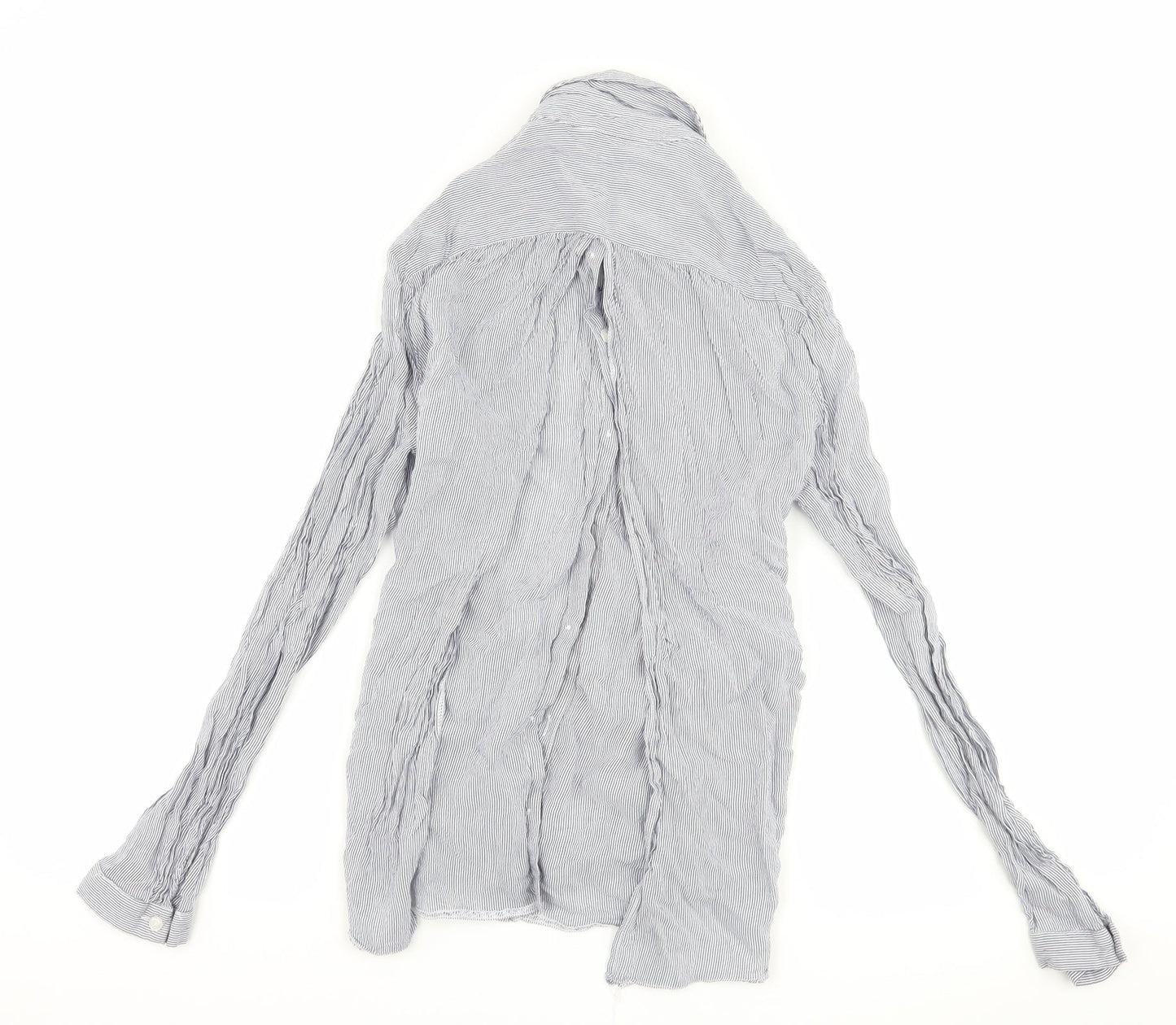 Miss Selfridge Womens Blue Striped  Basic Button-Up Size 8  - open back