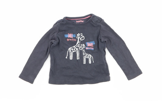 Lupilu Girls Black   Basic T-Shirt Size 3-6 Months  - Giraffe