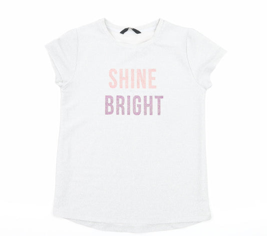 George Girls Silver   Basic T-Shirt Size 10-11 Years  - Shine Bright
