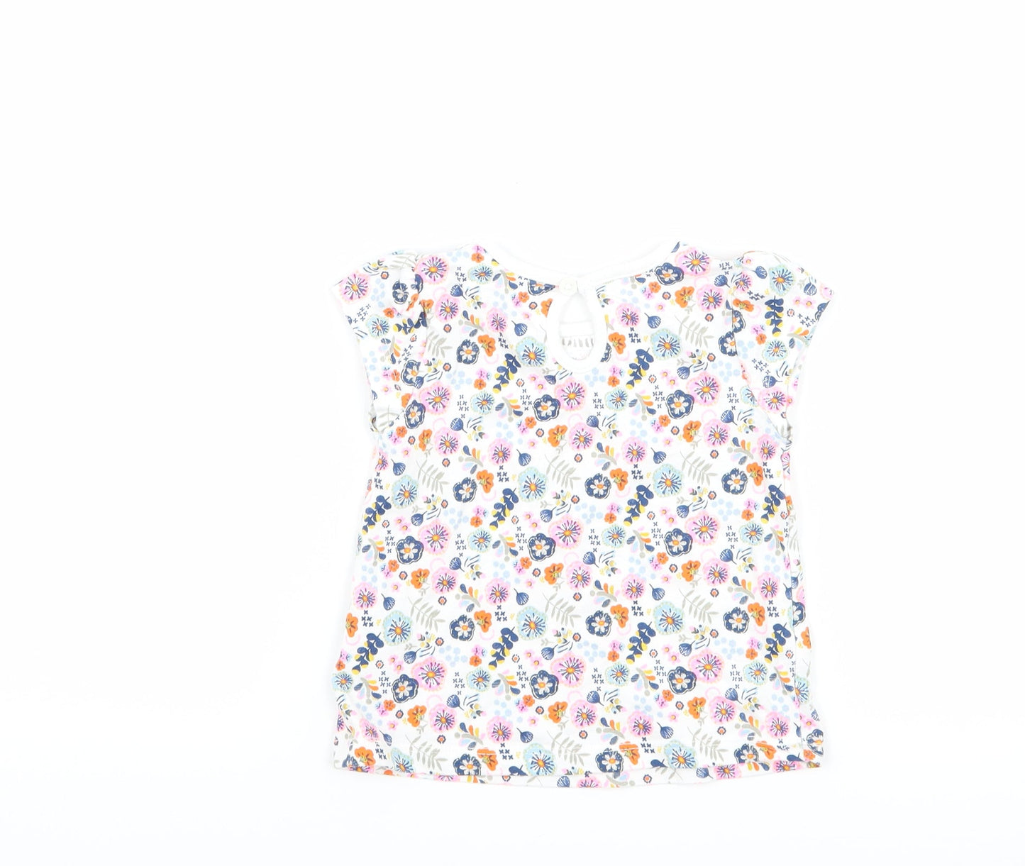 TU Girls White Floral  Basic T-Shirt Size 6-9 Months