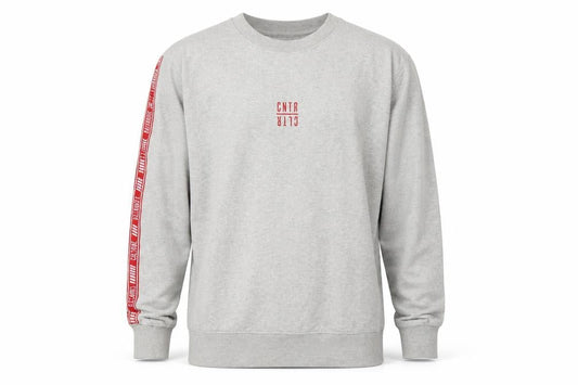 Front view of Counter Culture men’s grey jersey pullover sweatshirt, size M