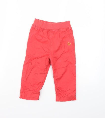 Additional front view of Marks & Spencer Baby Red Jogger Trousers, size 12, Months