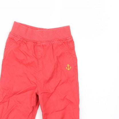 Close-up detail of Marks & Spencer Baby Red Jogger Trousers, size 12, Months