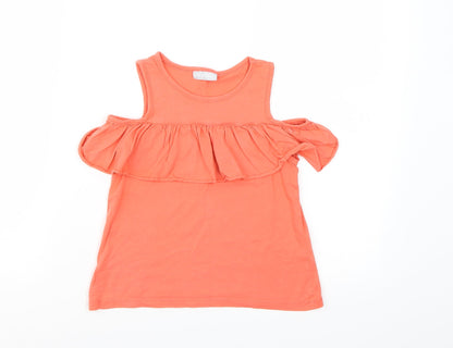 Additional front view of Matalan girls’ pink basic t-shirt, size 6, years - salmon pink