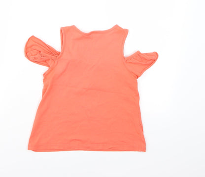 Back view of Matalan girls’ pink basic t-shirt, size 6, years - salmon pink