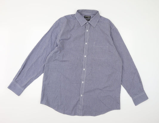 Debenhams Mens Blue Check   Button-Up Size 17.5