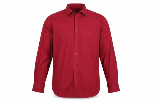 Front view of Debenhams men’s red button-up, size 17.5