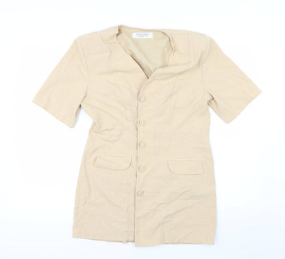 Additional front view of Dorothy Perkins women’s beige overcoat coat, size UK 12