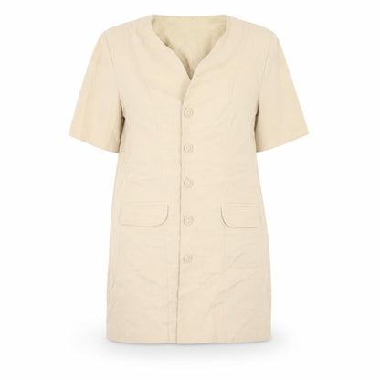 Front view of Dorothy Perkins women’s beige overcoat coat, size UK 12