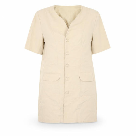 Front view of Dorothy Perkins women’s beige overcoat coat, size UK 12