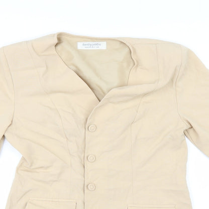 Close-up detail of Dorothy Perkins women’s beige overcoat coat, size UK 12