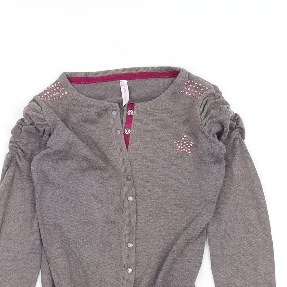 Preworn Girls Grey   Basic Button-Up Size 8 Years