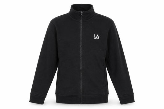 Front view of LA Gear girls’ black full zip jumper, size 13, years