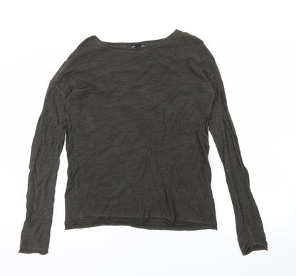 Additional front view of H&M women’s green pullover sweatshirt, size XS