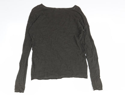 Back view of H&M women’s green pullover sweatshirt, size XS