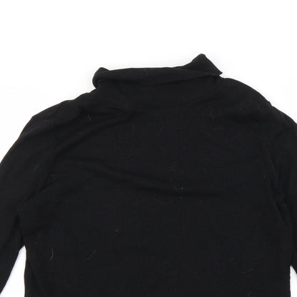 Close-up detail of M&Co women’s black pullover sweatshirt, size UK 14