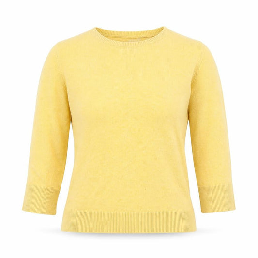 Front view of Miss Selfridge women’s yellow jumper, size UK 8