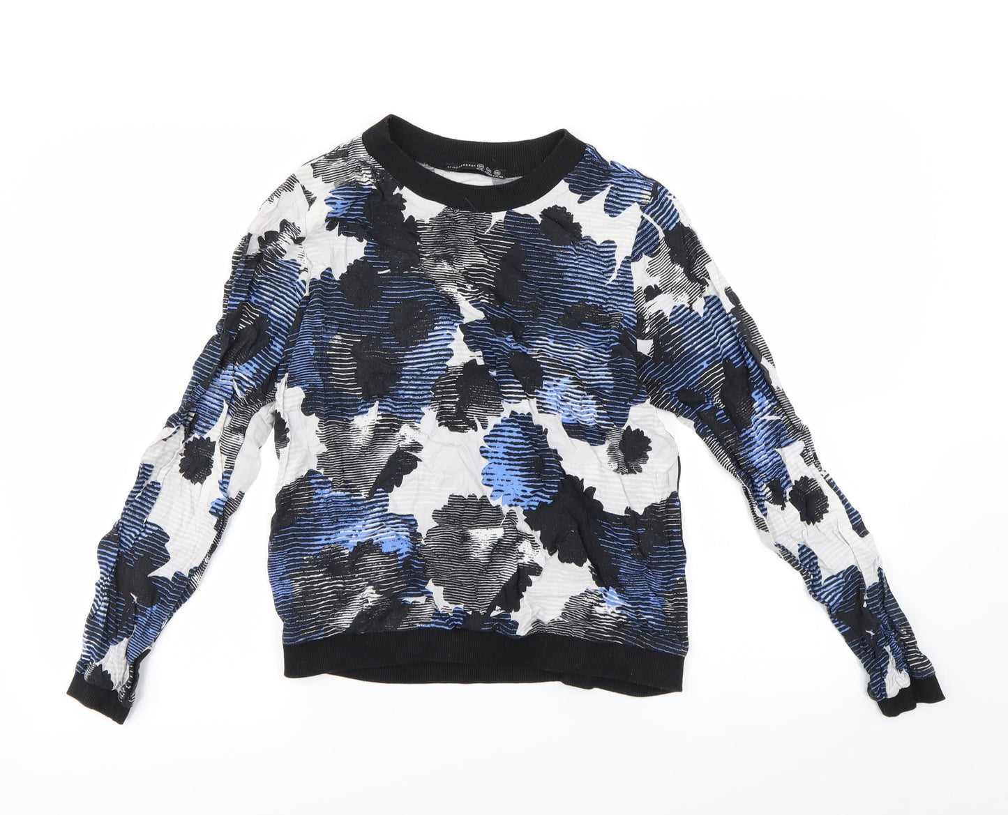 Atmoshere Womens Blue Floral  Pullover Sweatshirt Size 10
