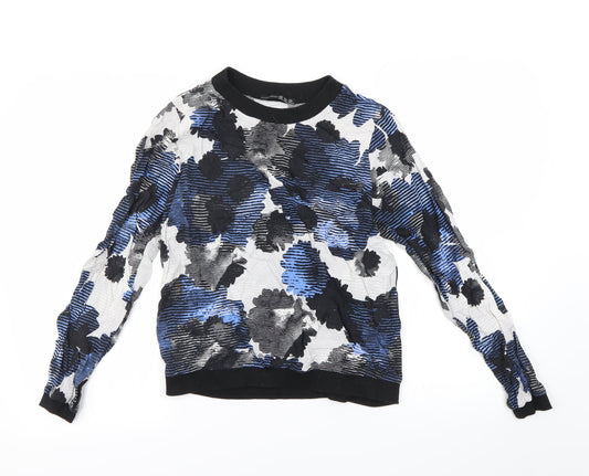 Atmoshere Womens Blue Floral  Pullover Sweatshirt Size 10