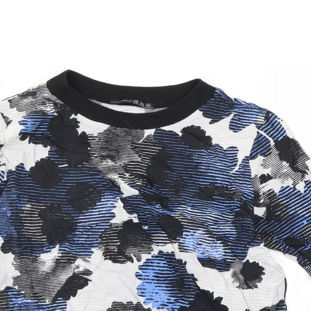 Atmoshere Womens Blue Floral  Pullover Sweatshirt Size 10