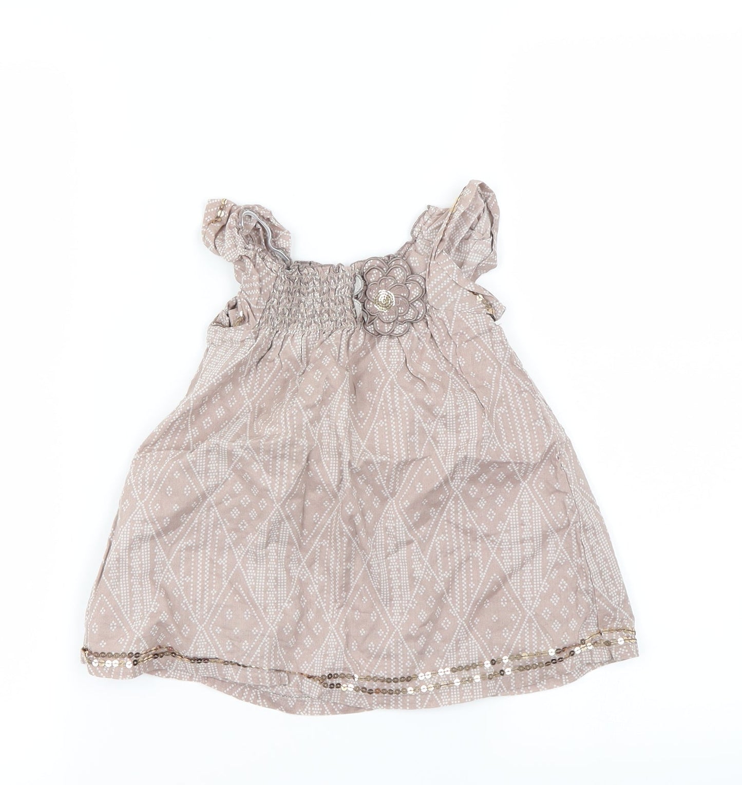 F&F Girls Brown Geometric  Basic Blouse Size 3-4 Years