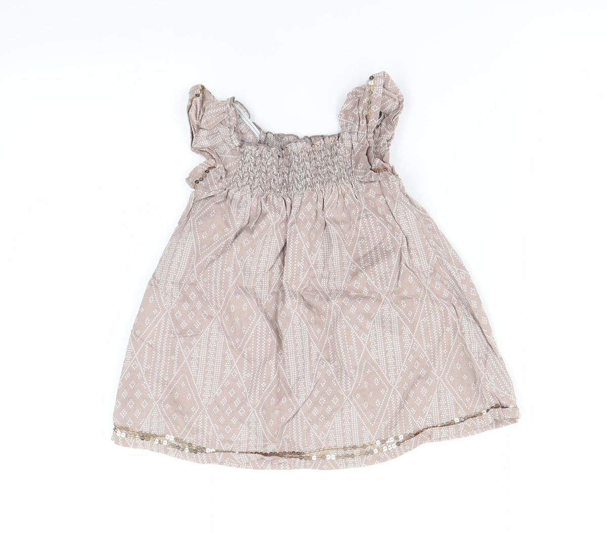 F&F Girls Brown Geometric  Basic Blouse Size 3-4 Years