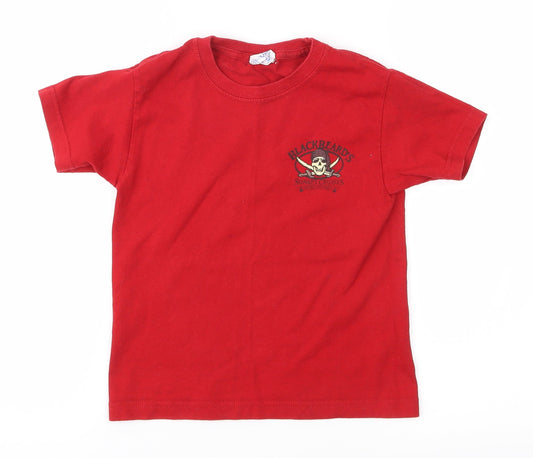 black beards Boys Red   Basic T-Shirt Size S