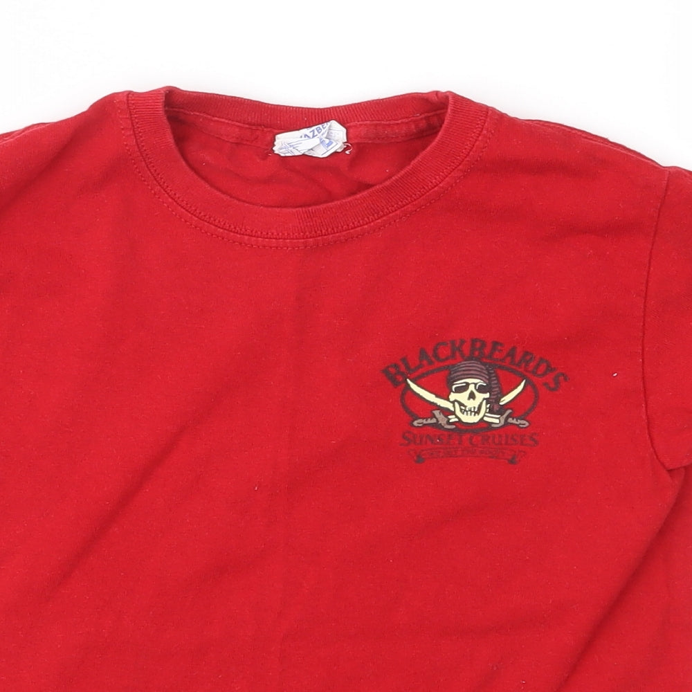 black beards Boys Red   Basic T-Shirt Size S