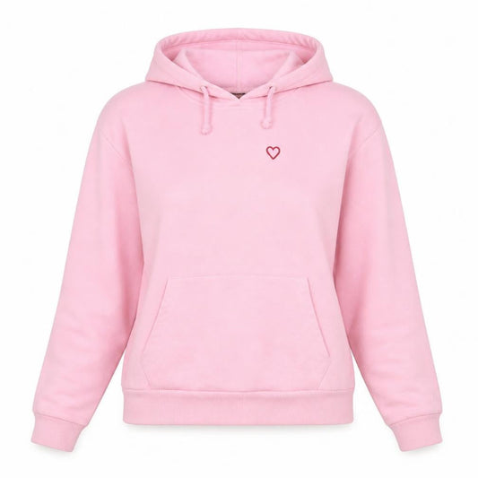 Front view of Topshop women’s pink pullover hoodie, size UK 6