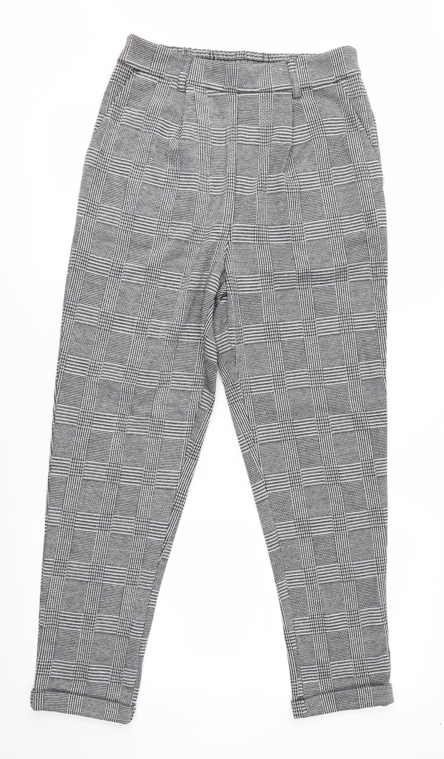 F&F Womens Black Plaid  Trousers  Size 10 L25 in