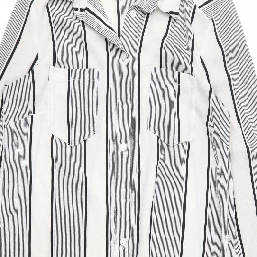 CAMEO ROSE Womens Ivory Striped  Basic Button-Up Size 8