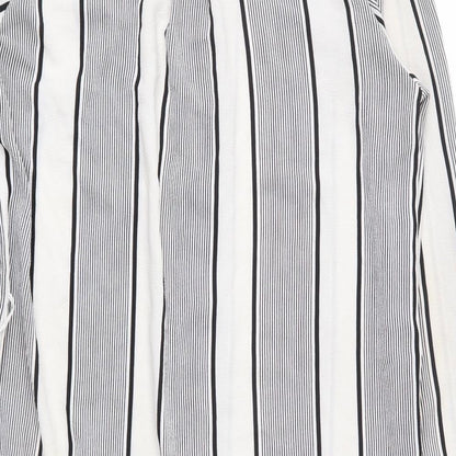 Brand and care label for Cameo Rose women’s ivory striped basic button-up, size UK 8