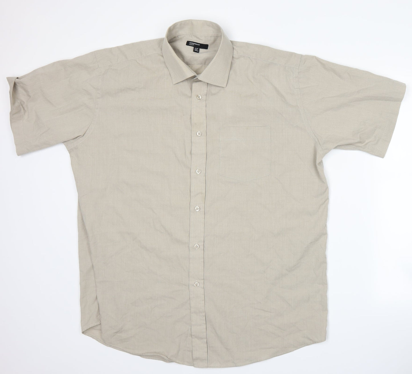 Cedar Wood State Mens Beige    Button-Up Size 17.5