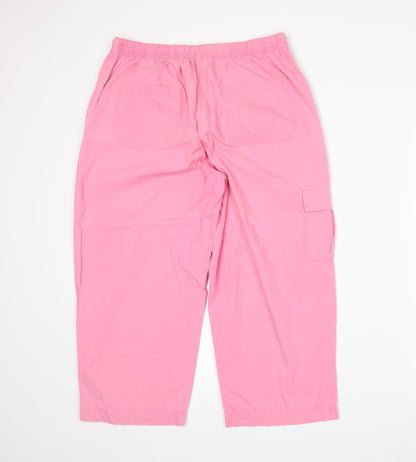 Back view of Bcasual women’s pink trousers, size UK 14, 20-inch leg